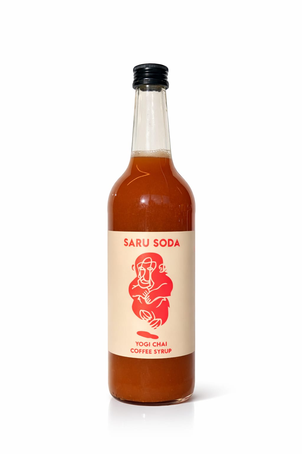 Siroop fles van Zuivere Koffie op een witte achtergrond.